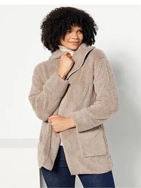 New Koolaburra by UGG Sherpa Fleece collar Cardigan Open front | Tan / Size XS